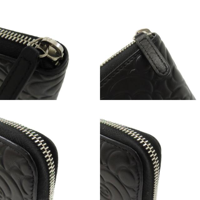 シャネル CHANEL  カメリア シルバー金具  長財布（小銭入れあり） カーフ レディース  中古 CHANEL シャネル カメリア シルバー金具 長財布（小銭入れあり