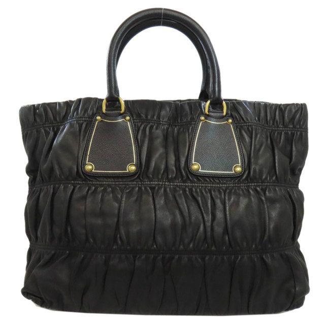 プラダ　ギャザーバック PRADA プラダ ギャザー トートバッグ レザー レディース [中古