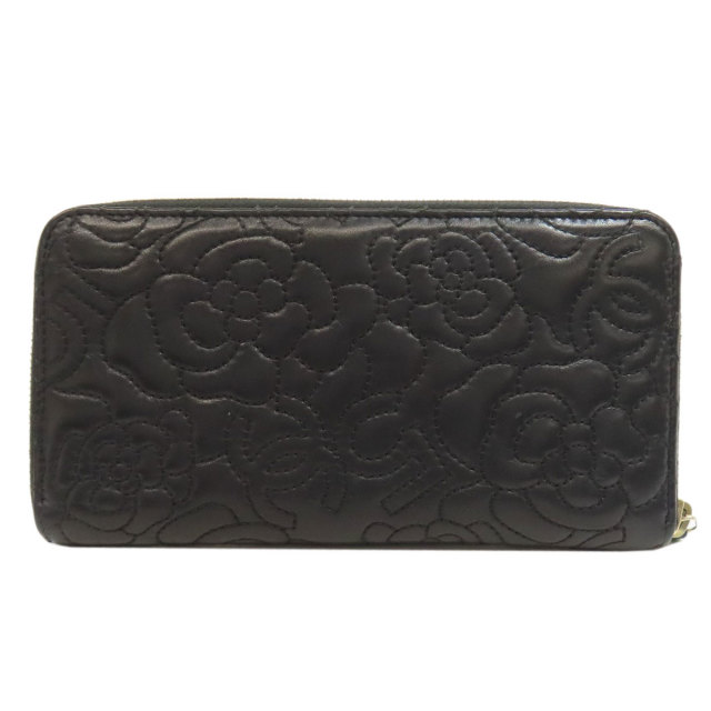 美品✨️シャネル CHANEL カメリア ラムスキン　長財布 ゴールド金具 CHANEL - CHANEL シャネル カメリア ゴールド金具 長財布（小銭