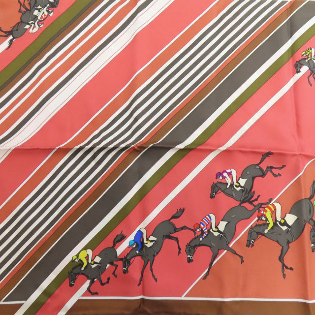 HERMES エルメス カレ90 競馬 スカーフ シルク レディース [中古