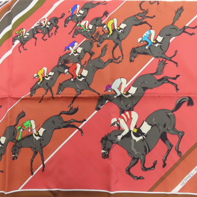 HERMES エルメス カレ90 競馬 スカーフ シルク レディース [中古