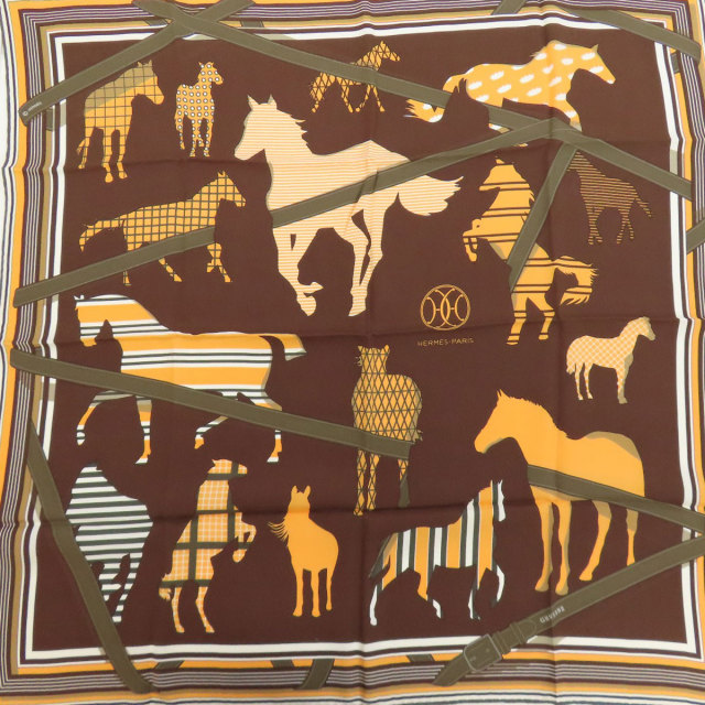 HERMES エルメス カレ70 馬柄 スカーフ シルク レディース [中古