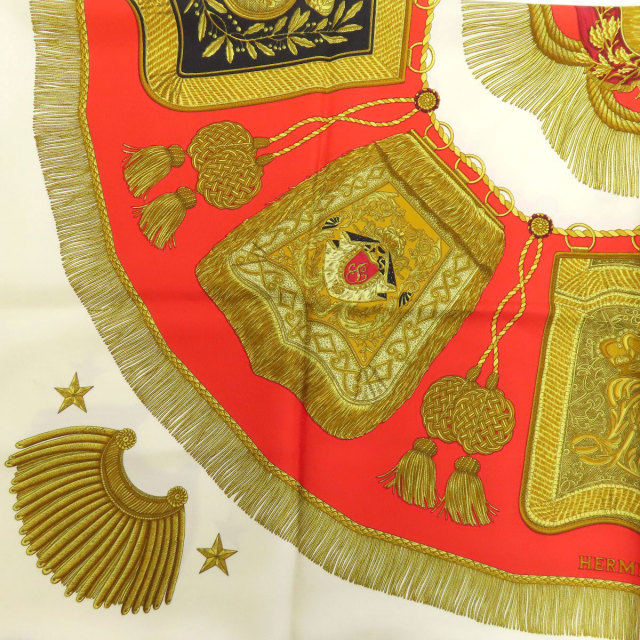 美品◎エルメス カレ90 スカーフ 大判ハンカチ サーベル飾り袋 シルク HERMES エルメス カレ90 サーベル飾袋 スカーフ シルク レディース