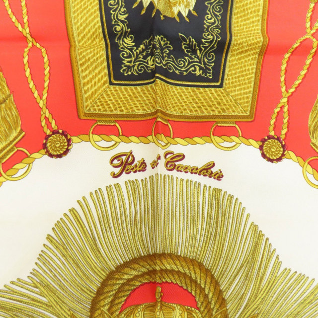 未使用 箱付き エルメス HERMES スカーフカレ90 サーベル飾袋 HERMES】【Poste et Cavalerie】【フランス製】エルメス『カレ90