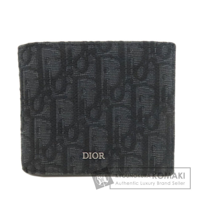 クリスチャンディオール 二つ折り財布 グレー キャンバス トロッター CHRISTIAN DIOR クリスチャンディオール サドル ミニウォレット