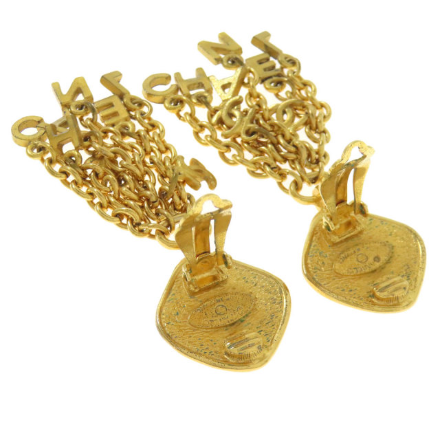 CHANEL シャネル ロゴ チェーン イヤリング 金属製 レディース [中古