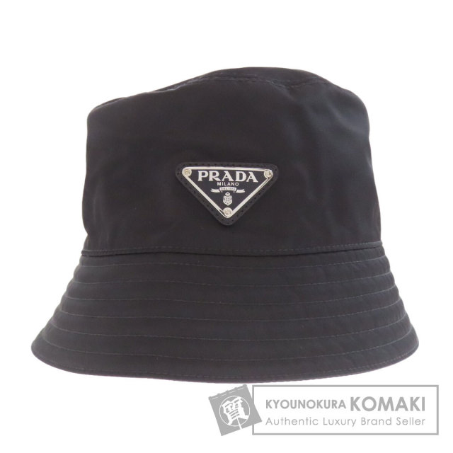美品✨　PRADA Re-Nylon 三角プレート　ナイロン　バケットハット　Ｌ PRADA プラダ ロゴ金具 バゲットハット 帽子 ナイロン素材