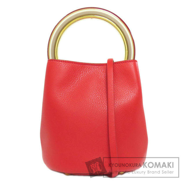 MARNI ★ ロゴ レザー ショルダーバッグ / レッド レッド レザー製 Trunkaroo ミニショルダーバッグ | Marni