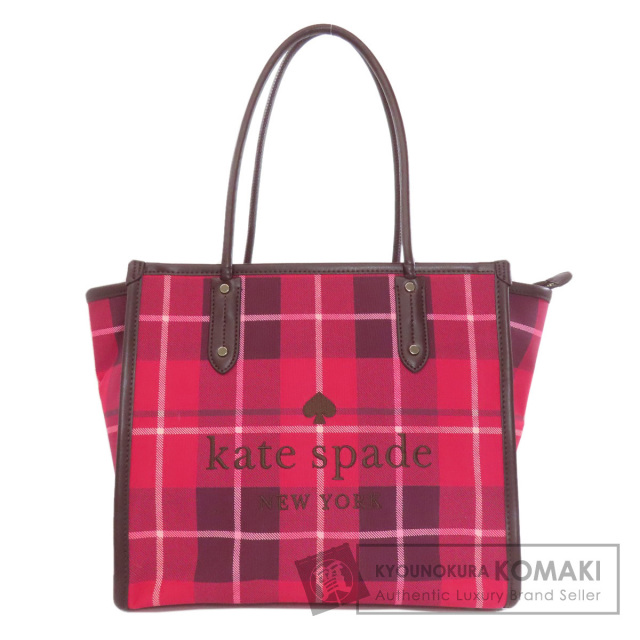 ケイトスペード kate spade  チェック柄  トートバッグ キャンバス レディース  中古 kate spade ケイトスペード チェック柄 トートバッグ キャンバス