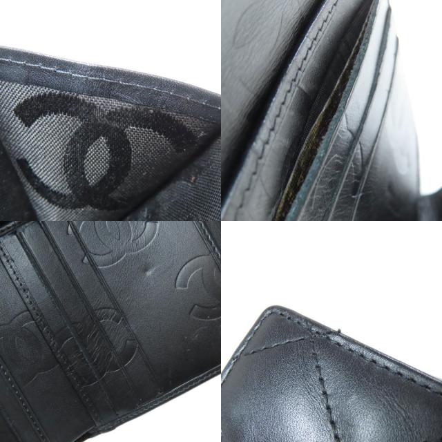 CHANEL カンボンライン ラムスキン 二つ折り財布 がま口 ブラック 黒 シャネルカンボンライン 黒 レディース ラムスキン 二つ折り財布