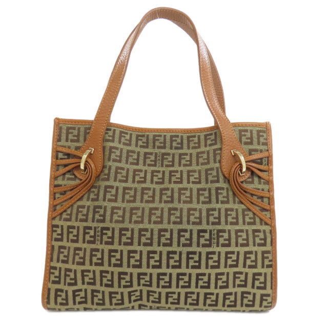 FENDI フェンディ ズッカ柄 ハンドバッグ キャンバス レディース