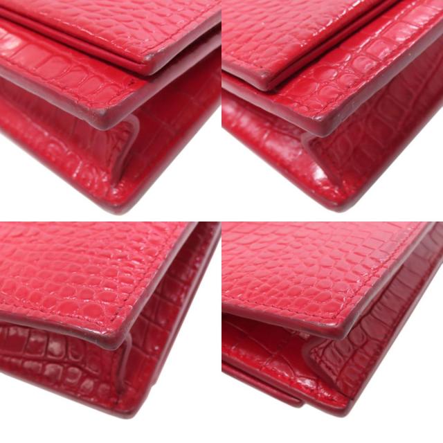 YVES SAINT LAURENT イヴ・サンローラン チェーンウォレット 型押し 長  