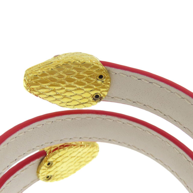 美品　BVLGARI ブルガリ セルペンティ ブレスレット　オレンジ　レザー org.jpg