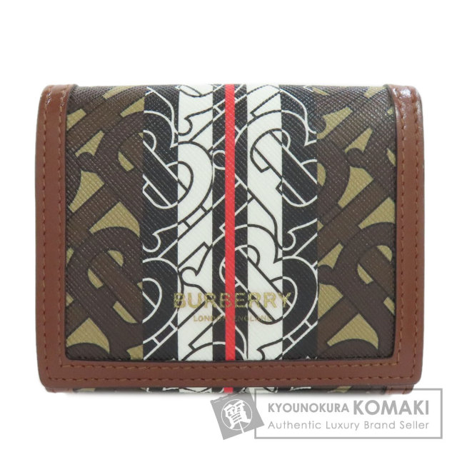 近代モデル】 BURBERRY エンボスロゴ 二つ折り コットンレザー