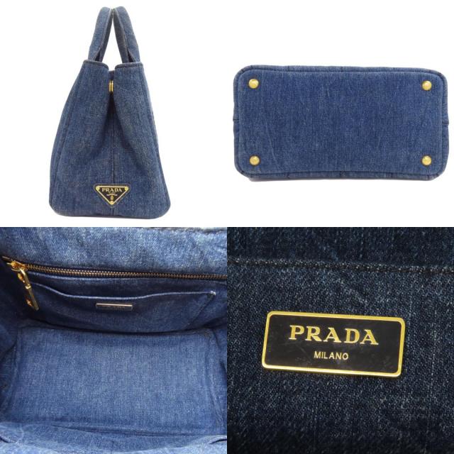 PRADA プラダ カナパ ミニ 2WAY ハンドバッグ デニム レディース [中古