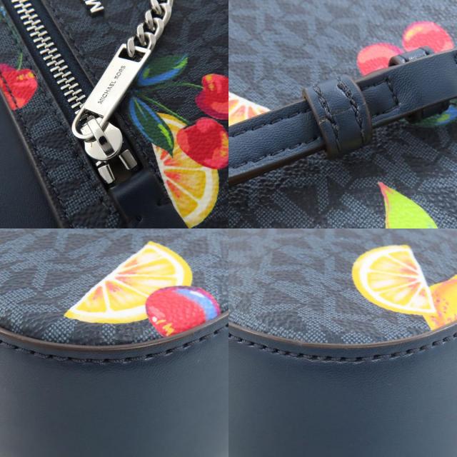 新品同様 マイケルコース PVC×レザーMKシグネチャー柄 バケットハンドバッグ Michael Kors マイケルコース フルーツモチーフ MKシグネチャー