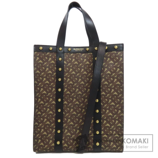 BURBERRY バーバリー TBロゴ 2WAY トートバッグ PVC/レザー