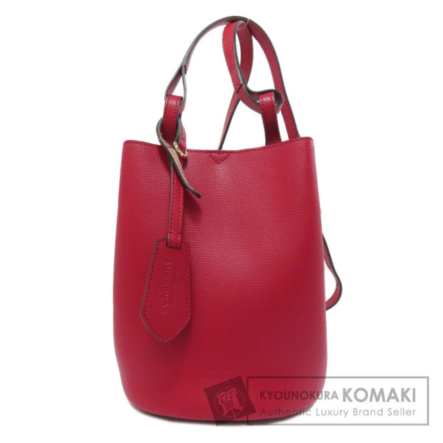 Burberry 赤 レザー ショルダーバッグ BURBERRY バーバリー ロゴ ショルダーバッグ レザー レディース