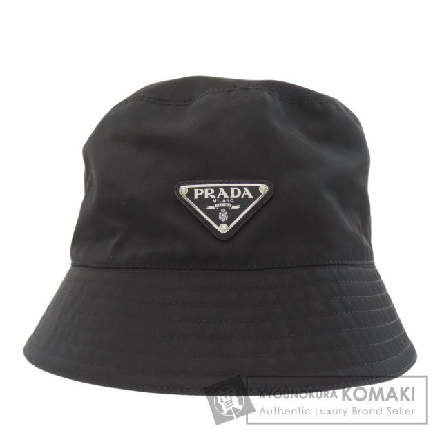 極美品 XLサイズ PRADA プラダ バケットハット ロゴ刺繍 カーキ PRADA プラダ バケットハット 帽子 ナイロン素材 レディース