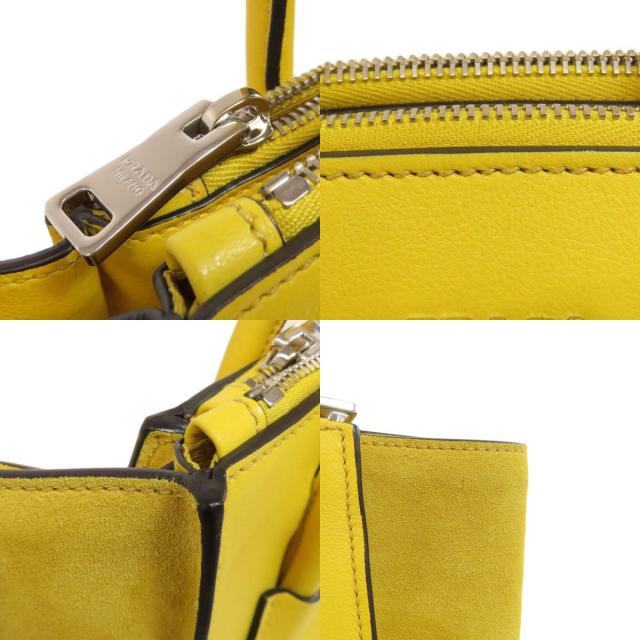 プラダ PRADA トートバッグ ストライプ シボレザー リザード 黄色 I120824030-011_3c12d211-4b44-