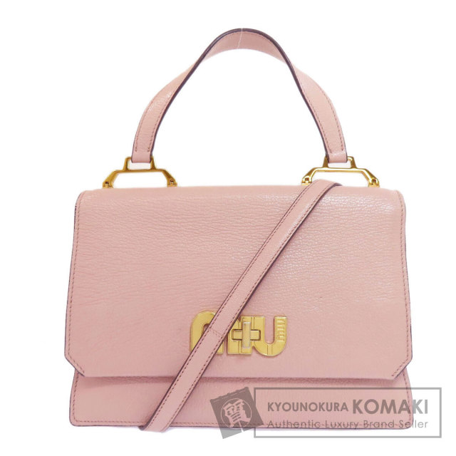 ミュウミュウ　miumiu レザーバッグ　2way miumiu ミュウミュウ 2wayショルダーバッグ グレー レザー 通学