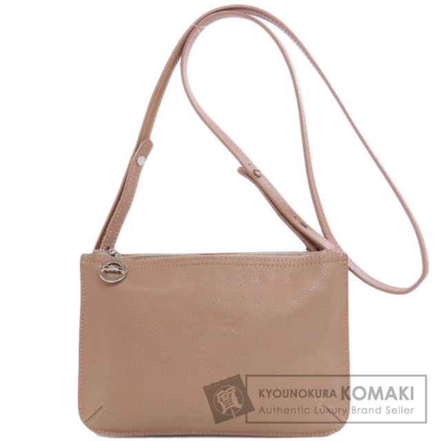 新品同様 LONGCHAMP レザー ショルダーバッグ Longchamp ロンシャン ロゴ ショルダーバッグ レザー レディース
