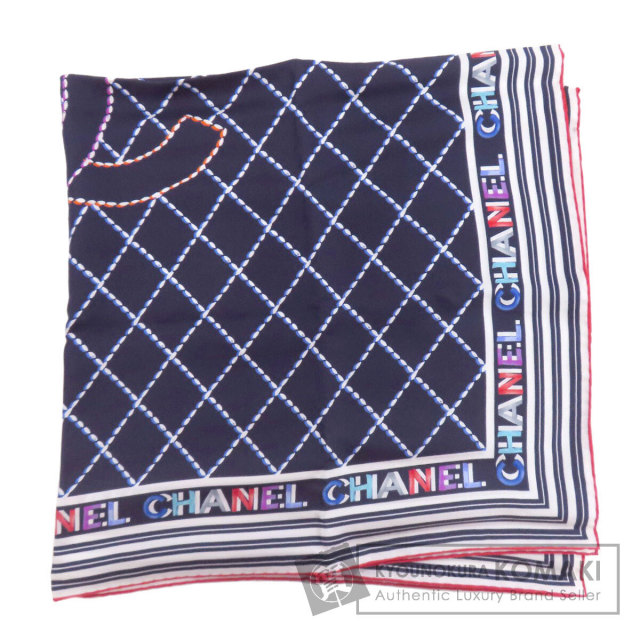 K◇CHANEL シャネル バッグデザイン マトラッセ柄 大判スカーフ 88cm CHANEL シャネル スカーフ マトラッセ柄 チェーンバッグ 大判