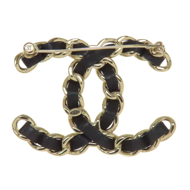 CHANEL シャネル ココマーク ブローチ 金属製/レザー レディース