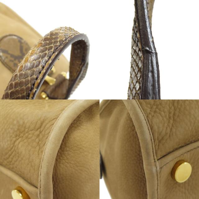 グッチ GUCCI 323657  ヌバック  ハンドバッグ カーフ レディース  中古 GUCCI グッチ 323657 ヌバック ハンドバッグ カーフ/パイソン