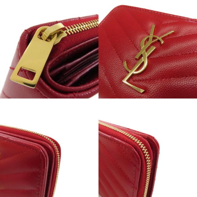 YVES SAINT LAURENT イヴ・サンローラン Vステッチ 二つ折り財布（小銭  