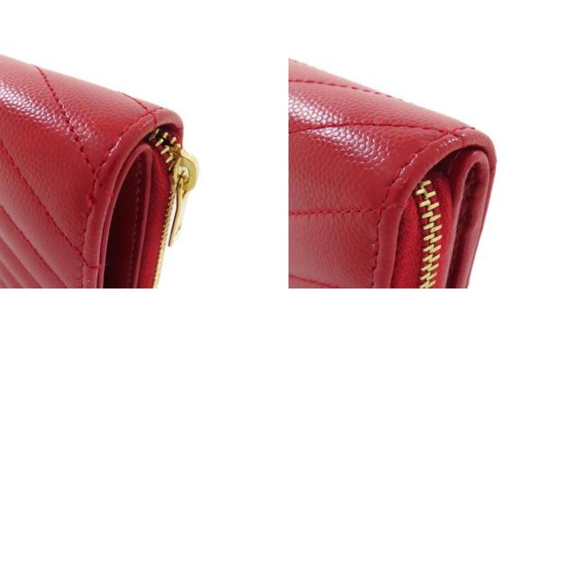 YVES SAINT LAURENT イヴ・サンローラン Vステッチ 二つ折り財布（小銭  