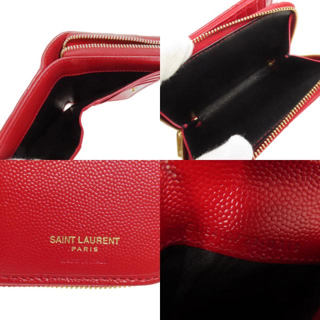 YVES SAINT LAURENT イヴ・サンローラン Vステッチ 二つ折り財布（小銭  