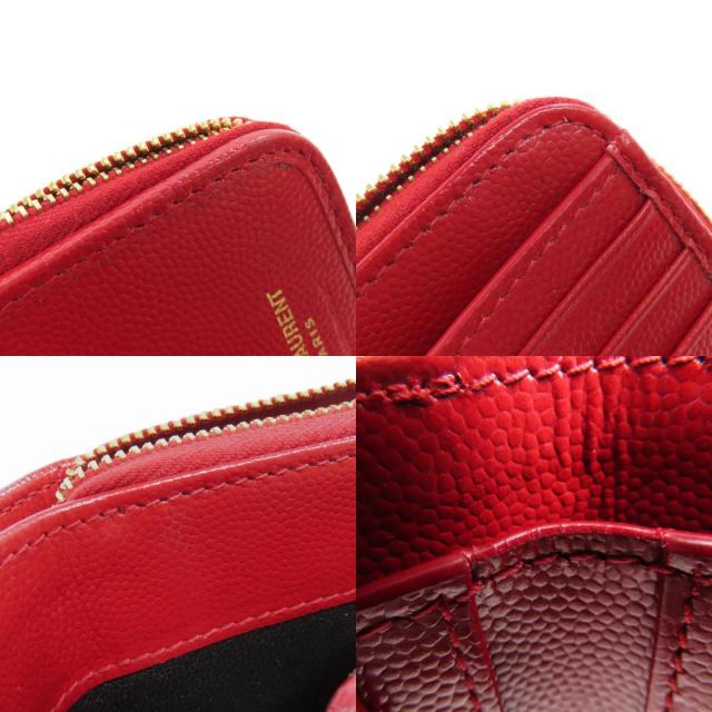 美品✨サンローラン 二つ折り財布 キャビアスキン Vステッチ レザー 黒 サンローラン 二つ折り財布 黒 レザー
