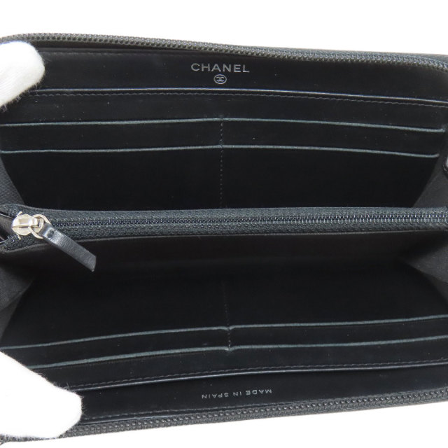 【未使用】 CHANEL ココマーク ラウンドファスナー 長財布 シルバーw25 CHANEL シャネル ラウンドファスナー ココマーク シルバー金具