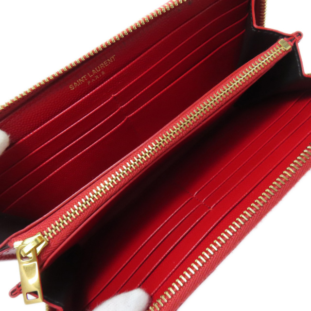 サンローラン カサンドラ 長財布 ホワイト系 モノグラム Vステッチ YSL