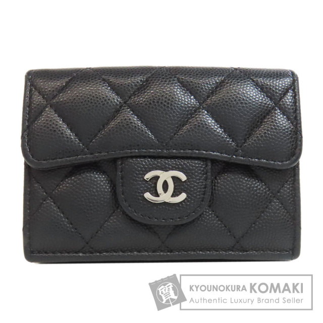 CHANEL　キャビアスキン　ココマーク　がま口　長財布 CHANEL シャネル 二つ折りがま口長財布 ココマーク キャビア
