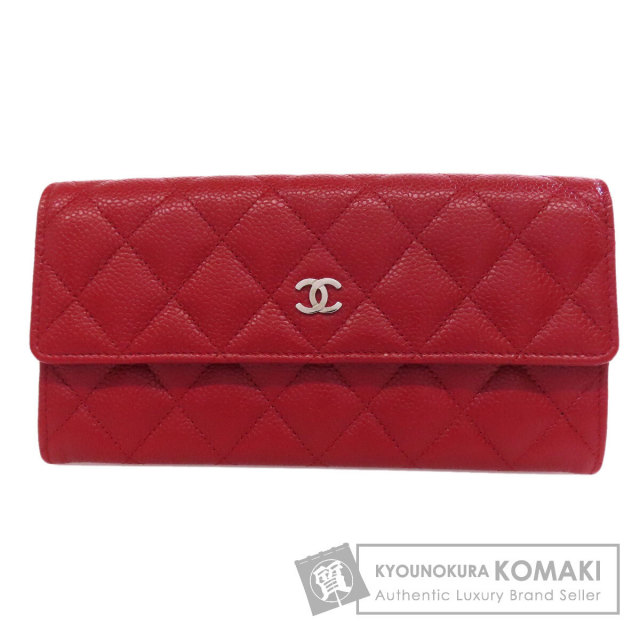 CHANEL 長財布 フラップ ビコローレ ココマーク がま口 レザー レッド CHANEL シャネル ココマーク がま口財布 長財布（小銭入れあり