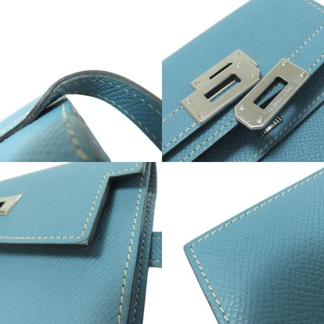 HERMES エルメス ケリーウォレットコンパクト ブルージーン シルバー  