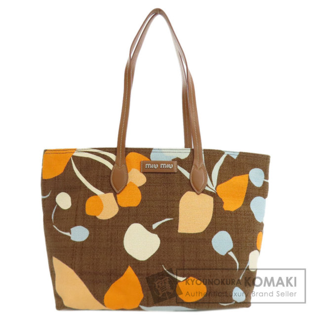 MIUMIU ミュウミュウ ロゴ トートバッグ キャンバス レディース