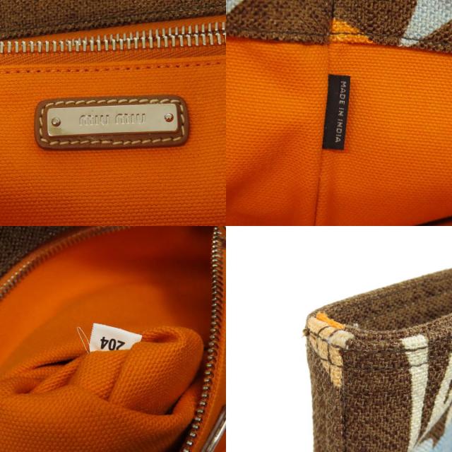 MIUMIU ミュウミュウ ロゴ トートバッグ キャンバス レディース [中古