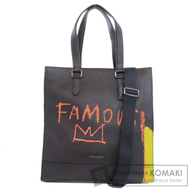 コーチ ショルダーバッグ バスキア 2way 斜め掛け レザー ブラック COACH コーチ バスキア コラボ ショルダーバッグ タウンバケット