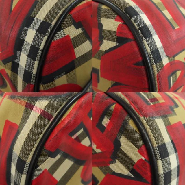 希少 バーバリー グラフィティプリントノバチェック トートバッグ オールレザー BURBERRY（バーバリー） ノバチェック トートバッグ キャンバス レザー