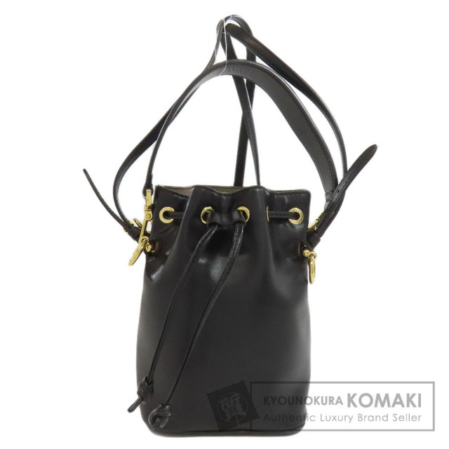 【最終大幅値下げ】FENDI フリルデザイン ハンドバッグ 黒 FENDI フェンディ スパイバッグ ハンドバッグ レザー ブラック