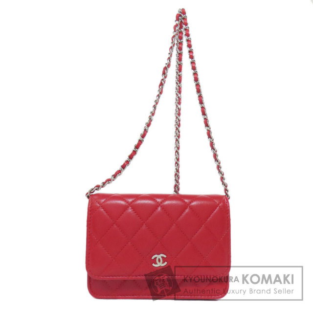 シャネル 二つ折り財布（小銭入れあり） チェーンショルダー マトラッセ シルバー金具