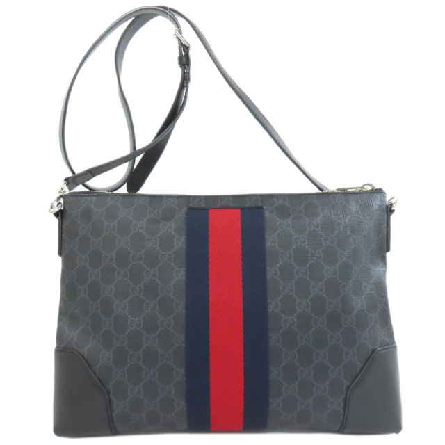 GUCCIグッチ GGスプリーム PVC ショルダーバッグ メッセンジャーバッグ GUCCI グッチ GGスプリーム メッセンジャーバッグ ブラック