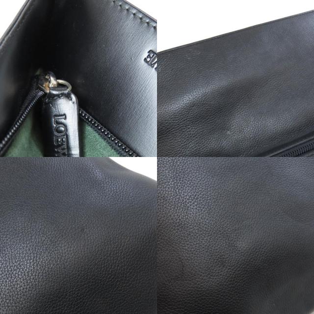 【LOEWE】ショルダーバッグ　ロゴ刻印　ブラック　保存袋　ポーチ　レザー. LOEWE ロエベ ロゴ ショルダーバッグ レザー レディース [中古