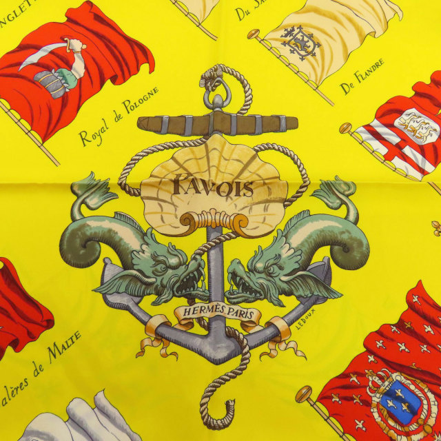 HERMES エルメス カレ90 船旗 スカーフ シルク レディース [中古