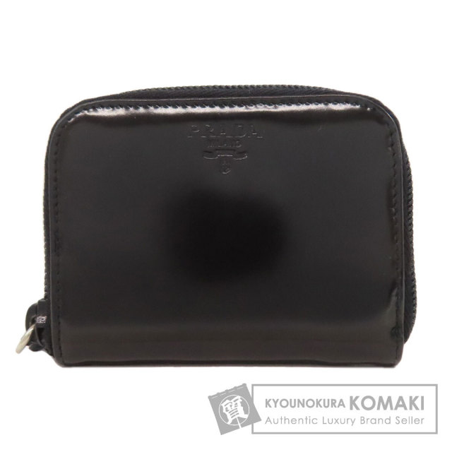 【極美品】PRADA レザー コインケース 小銭入れ ネイビー ロゴ ラウンド 極美品】PRADA レザー コインケース 小銭入れ ネイビー ロゴ