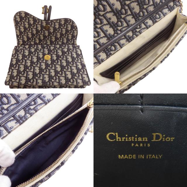 CHRISTIAN DIOR クリスチャンディオール チェーンウォレット トロッター柄 長財布（小銭入れあり） キャンバス レディース [中古] CHRISTIAN DIOR クリスチャンディオール チェーンウォレット
