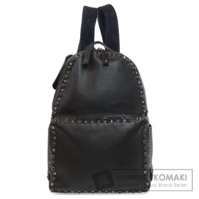 バレンティノ VALENTINO  ノワール スタッズ  リュック・デイパック レザー レディース  中古 VALENTINO バレンティノ ノワール スタッズ リュック・デイパック